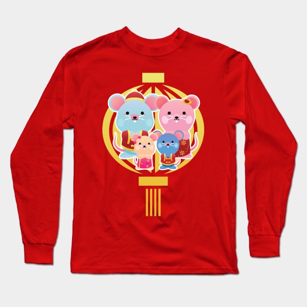 Chinese New Year Mice Family Long Sleeve T-Shirt by Xar623